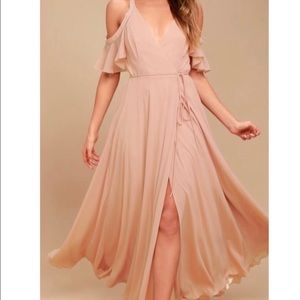 EASY LISTENING BLUSH OFF-THE-SHOULDER WRAP MAXI